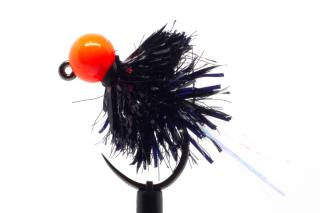 Tungsten jig blob black with orange head