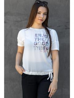Broadway dámské triko s barevným nápisem bílé Velikost: L
