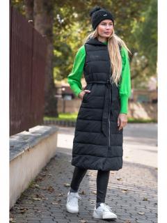 Devergo dámská prodloužená maxi vesta s kapucí černá Velikost: L