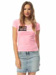 Devergo dámské triko s potiskem krátký rukáv růžové Velikost: L
