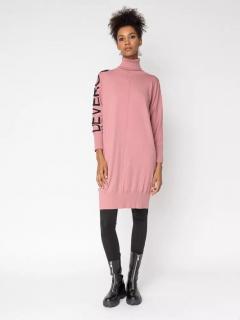 Devergo dámské úpletové šaty s rolákovým límcem růžové Velikost: L