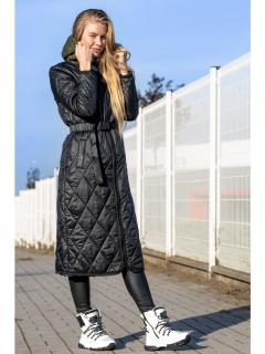 Devergo dámský prošívaný lehký maxi kabát černý Velikost: L