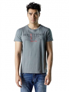 Devergo pánské triko  s potiskem krátký rukáv šedé Velikost: XXL