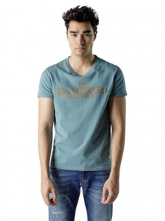 Devergo pánské triko s potiskem krátký rukáv světle petrolejové Velikost: M