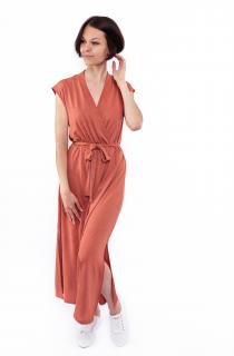 Garcia dámské midi šaty s překříženým výstřihem cihlové Velikost: XL