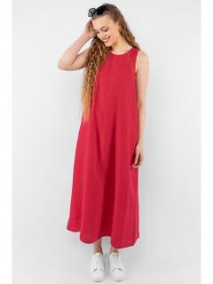 H&D dámské lněné midi šaty se zipem růžové Velikost: 40