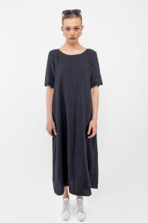 H&D dámské volné lněné midi šaty tmavomodré Velikost: 36