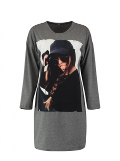Hailys dámské prodloužené triko Marisa s obrázkem tmavě šedé Velikost: L