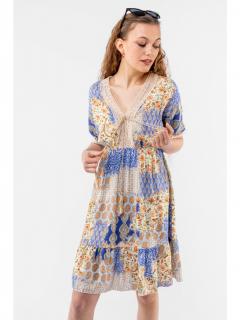 Hailys dámské vzorované šaty Siona modré Velikost: XL