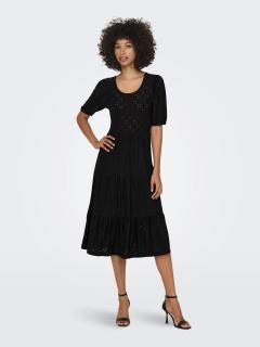 JDY dámské vyšívané midi šaty Cathinka černé Velikost: L