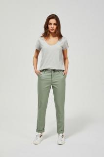 Moodo dámské chino kalhoty s páskem zelené Velikost: 44