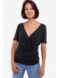 Noisy May dámské triko Keke s knoflíky krátký rukáv černé Velikost: S