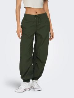 Only dámské široké šusťákové kalhoty Joan khaki Velikost: M/32