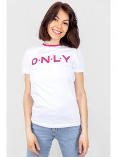 Only dámské triko s nápisem Lea krátký rukáv bílá/růžová Velikost: L