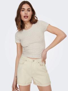Only dámské žebrované zkrácené triko Emma béžové Velikost: XL