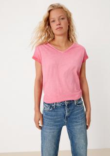 Q/S s.Oliver dámské triko s výstřihem do V krátký rukáv růžové Velikost: XL