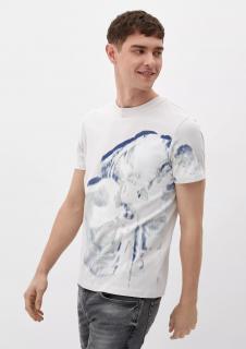 Q/S s.Oliver pánské triko s abstraktním potiskem krátký rukáv světle šedé Velikost: L