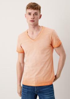 Q/S s.Oliver pánské triko s výstřihem do V krátký rukáv oranžové Velikost: M