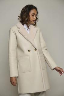 Rino&Pelle dámský oboustranný zimní kabát Ivon krémový Velikost: 34