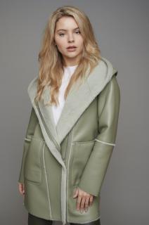 Rino&Pelle dámský zimní oboustranný kabát Bozo světle zelený Velikost: 34