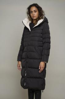 Rino&Pelle dámský zimní oboustranný maxi kabát Keila černý/smetanový Velikost: 38