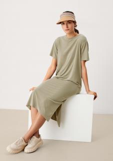 s.Oliver dámské tričkové šaty s rozparky olivové Velikost: XL