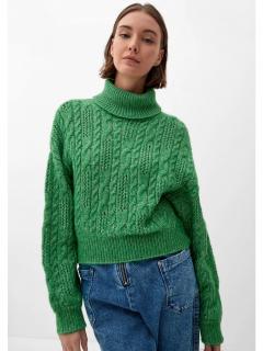 s.Oliver dámský pletený crop svetr rolákový límec zelený Velikost: XL