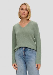 s.Oliver dámský svetr s výstřihem do V zelenkavý Velikost: 36