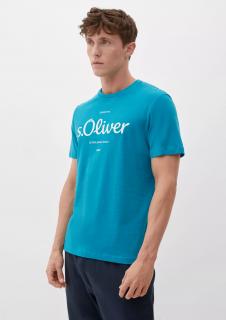 s.Oliver pánské basic triko s nápisem petrolejové Velikost: M