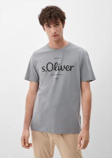 s.Oliver pánské basic triko s nápisem šedé Velikost: 3XL