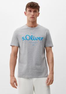 s.Oliver pánské basic triko s nápisem světle šedé Velikost: 3XL