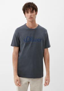 s.Oliver pánské basic triko s nápisem tmavě šedé Velikost: XXL
