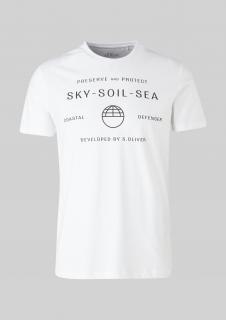 s.Oliver pánské triko s krátkým rukávem a nápisem SKY bílé Velikost: M