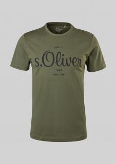 s.Oliver pánské triko s krátkým rukávem a potiskem khaki Velikost: M