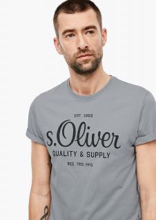 s.Oliver pánské triko s krátkým rukávem a potiskem světle  šedé Velikost: 3XL