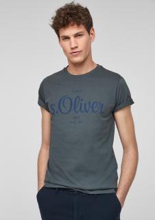s.Oliver pánské triko s krátkým rukávem a potiskem tmavě šedé Velikost: M