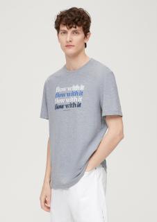 s.Oliver pánské triko s nápisem krátký rukáv šedé Velikost: XXL