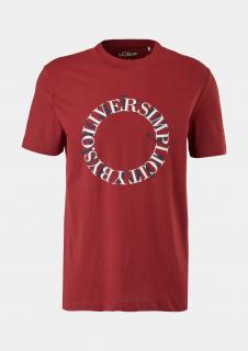 s.Oliver pánské triko s potiskem vínové Velikost: M