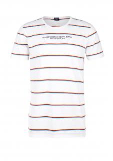 s.Oliver pánské triko  s proužkem krátký rukáv bílé Velikost: M