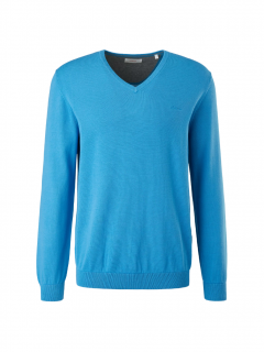 s.Oliver pánský lehký svetr s výstřihem do V blankytně modrý Velikost: L