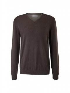 s.Oliver pánský lehký svetr s výstřihem do V hnědý Velikost: XL