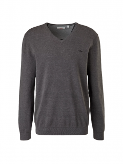 s.Oliver pánský lehký svetr s výstřihem do V šedý Velikost: XL