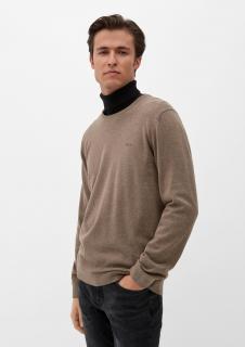 s.Oliver pánský svetr s kulatým výstřihem hnědý Velikost: XXL