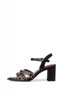 Tamaris dámské kožené sandály na podpatku 1-28337-28 černé Velikost: 36