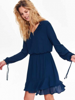 Top Secret dámské krátké šifonové šaty s volánem modré Velikost: 38