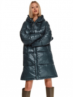 Top Secret dámský zimní kabát s kapucí petrol Velikost: 38