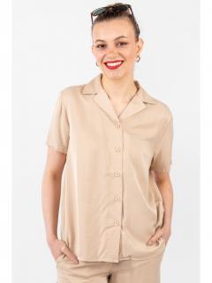 Vero Moda dámská saténová košile Vikitika krátký rukáv béžová Velikost: L
