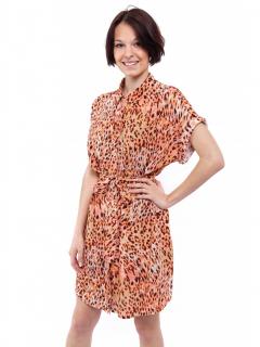 Vero Moda dámské košilové šaty Easy se zvířecím vzorem oranžové Velikost: XL