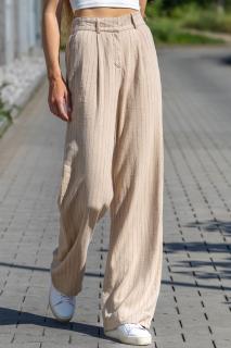 Vero Moda dámské lněné kalhoty Vertira béžové Velikost: M/34