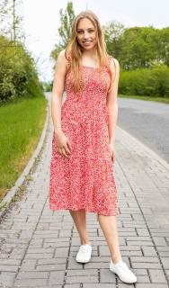 Vero Moda dámské midi šaty s potiskem Jenny červené Velikost: L